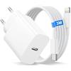 Bimker Cavo di ricarica per iPhone [certificato MFi], 20 W, originale per iPhone 14 Pro Max 13 Plus 12 11 SE X iPad,USB C Power Adapter 3M Nylon iPhone Lightning Cavo Alimentatore di rete