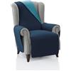 FAVERTI® Copri poltrona imbottita 1 posto - 55 cm (seduta) | Modello Requena, blu marino, turchese reversibile, protezione compatibile con poltrone relax e paraorecchie, tela lavabile, prodotto in
