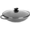 Sitram 714225 Wok Ghisa Alluminio Interno Effetto Pietra Ø 32 cm H8 cm - Rivestimento antiaderente a 2 strati senza PFOA, Coperchio Vapore Vetro, Maniglie Ghisa di Alluminio - Tutti i piani cottura