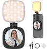 NEEWER BASICS Luce Selfie Magnetica Compatibile con MagSafe iPhone, Mini Ring Light LED Supporto Telefono da Tavolo con Specchio/Panno Pulizia per Zoom Trucco Registrazione Videoconferenza,Nero NL48B