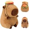 Meleager Peluche Capybara Meleager, Capibara con Zaino Hamburger, Peluche Rosa 23 cm