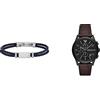 Emporio Armani Bracciale Uomo Gioielli Trendy cod. EGS2995040 + T56Emporio Armani Orologio Analogico al Quarzo da Uomo con Cinturino in Pelle AR11549