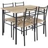 HOME DECO FACTORY Tavolo e 4 Sedie Loka, Marrone Nero, 110x76x70