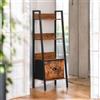 FurnitureR Scaffale d'ingresso, mobile a 4 livelli, con cassetti in tessuto non tessuto, design moderno, legno e metallo, per piccoli spazi, 42 x 29 x 110 cm