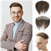 Lordhair Parrucca Uomo PU Frontale,100% Remy Human Hair per Protesi Capelli da Uomo,Toupee European Human Hair Pieces For Men