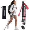 Qoosea Bastone da Trekking per Donna, 1 Pezzo Pieghevole e Regolabile 110-125 cm in Fibra di Carbonio - Bastoncino da Camminata Nordica Ultraleggero per Escursionismo, Alpinismo e Sci
