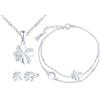 MICMIF Set di 3 Pezzi Gioielli Collana, Bracciale e Orecchini Quadrifoglio in Argento 925, Parure gioielli da Donna con Zirconi, Prefetto per donne ragazze fidanzata mamma figlia