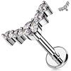 Melighting 16G Internally Threaded Labret G23 Solid Titanium Helix Earring Curved Cartilage Earring Flat Back Labret Piercings Jewellery Tragus Conch Earring with CZ Prong Setting