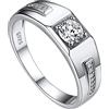 Suplight Anello Uomo Argento 925 con Pietra Rotonda Zirconi Anello Argento Donna Matrimonio Taglia 14 - Regalo per Uomo e Donna