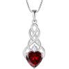 FJ Collana Nodo Celtico Irlandesi in Argento Sterling 925 Ciondolo Infinito con Pietre Portafortuna Gennaio Granato Collana per Donna