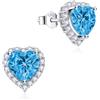 Dada Gioielli - Orecchini Argento 925 Cuore 11mm Punto Luce Con Zirconi Brillanti (Azzurro Acquamarina)