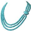 Treasure Bay Superbe collier di perles rondes da 8 mm avec trois rangées de pierres turquoises pour femme., Perla, Turchese