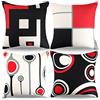 RYBornament Copricuscini Astratto Copricuscini Divano Geometrico Federe Cuscini Rosso Nero Bianco Federe Per Cuscini Vertical Stripes Cuscini Letto Decorativi Punti Copricuscini Divano 40X40 Set Di 4