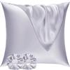 Vielit Set di 2 Federe Raso 60x60cm & 2 Scrunchies, Design con Chiusura A Busta, Morbido come una Federe Seta Cuscino, Federe Cuscini 60x60 Viola Chiaro