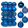 Hollyone 30 palline natalizie con cordini, 60 mm, in plastica infrangibile, ornamenti da appendere all'albero di Natale, per casa, feste, matrimoni e festività, blu