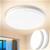 Kuwork Plafoniera LED Soffitto 48W, Plafoniere LED 4800LM 4000K, P44 Impermeabile Rotonda Plafoniera Bagno per Cameretta, Cucina, Soggiorno, Balcone, Camera da Letto Ø30CM - 2 Pezzi