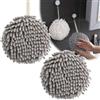 SHUOHONG 2 Pezzi Asciugamani con Asola Sospesa, Microfibra Asciugamani Appesi in Ciniglia, Asciugamani Asilo, Assorbente Rapida, Asciugamani Cucina, Asciugamani Piccoli, Asciugamani Bagno (Grigio)