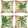 Joymaison Federe per Cuscini Divano 45x45 set di 4 Palma Vintage Estate Federa Copri Cuscino Pianta Foglie di Banano Palma Federe Confezione Copricuscini Quadrati per Camera da Letto Divano