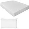 NIYS Luxury Bedding Lenzuola con angoli in 100% cotone egiziano di alta qualità, 25 cm, in 15 colori (bianco, super king + coppia di federe)