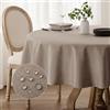 Softalker Tovaglia Antimacchia Rotonda 160 cm Diametro in Finto Lino Tovaglie elegante da Esterno Impermeabile per Protezione Moderna Tavolo per Autunnale Natalizia Feste Compleanno Matrimonio, Marron