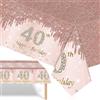 LJTXX Tovaglie Color oro Rosa per 40 Compleanni 137 x 274 cm Rettangolari Tovaglia per Festa di Compleanno Adatto per Forniture per Feste di Compleanno e Decorazioni per la Tavola