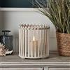 Lights4fun Lanterna in Legno di 20,5 cm con Candela a LED TruGlow® a Pile con Timer per Uso in Interni Decorazione Marittima