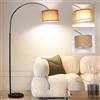 ANTENLICHT ANTNELICHT LUNA Lampada da Terra ad Arco Vintage - Illuminazione Soggiorno/Camera da Letto con LED E27 Incluso, Paralume in Tessuto 33cm marrone e Interruttore a Pedale, Ideale per Hotel