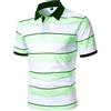 Generic Polo da uomo a maniche corte a righe, elegante a righe orizzontali con colletto con bottoni, polo alla moda da uomo, comoda e versatile per ogni stagione, Verde, L