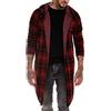 Huixin Cardigan Uomo Moda Reticolo Lunga Giacca A Maglia Leggero Asimmetrico Leggero Cappotto A Maglia Giacca Incappucciato (Rosso,M)
