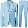 Botong 3 PC Regular Fit Picco Risvolto Abiti Da Uomo Due Pulsanti Matrimonio Smoking Groomsmen Suit Business Suit, Azzurro, 58