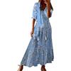 Generico Vestito Donna Estivo Lungo,Abiti Estivi Donna CasualSexy Scollo a V Manica Corta Vestito Elegante con Volant Orlo Abito Lungo Maxi Vestiti da Vacanze Spiaggia