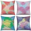 ASDCXZ Set di 4 federe per cuscino da 40 x 40 cm, arte moderna colorata con graffiti verdi, viola, rosse, rose, per divano, federa per cuscino lavabile, in poliestere e lino, per esterni