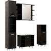 vidaXL Set Mobili da Bagno 4 pz Nero in Truciolato