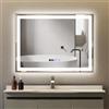 YU YUSING Specchio Bagno con Luce LED, 80x60cm, 3 Colori, Luce Regolabili, Specchio da Parete con Interruttore Touch, Antiappannamento, Visualizzazione del Tempo, Telaio Metallo, IP44 Orizzontale Oro