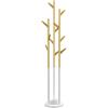 HOMCOM Appendiabiti da Terra di Design con Portaombrelli e 12 Ganci, Metallo e Bambù, 30.5x30.5x174.5cm, Legno e Bianco