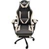 COOLTEK MGAMING COOLTEK - D002 - Sedia Gaming Ergonomica reclinabile con poggia gambe e cuscino lombare, Bianco e Nero