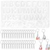 VOSSOT Stampo per Alfabeti in Resina Epossidica Set, Stampo in Silicone Perforato a Forma di Lettera Silicone con Anello Divisorio, Resina Epossidica Stampo per Portachiavi Fai da Te Gioielli Numero