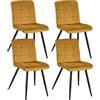 Duhome Sedie da sala da pranzo set 4er set da cucina sedia soggiorno sedia in velluto con schienale, telaio realizzato con design della sedia imbottita in metallo, Giallo terroso