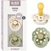 BIBS ciuccio COLOUR Pacifier avorio / salvia 2 Pezzi Size 1 Gomma naturale 0-6 mesi