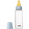BIBS Biberon 270 ml - Tettarella in silicone, Anti-coliche, senza BPA Baby blu +2 mesi