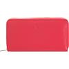 DUDU Portafoglio donna grande RFID di vera pelle colorato zip around Lampone