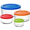 GUSTO CASA - Contenitori in vetro con coperchio ermetico colorato Food Organizer - set 4 pezzi
