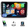CAMECHO 6G+128G 8Core CAMECHO Android Autoradio 2 Din per Peugeot 208 2008 2012-2018 con Wireless Carplay Android Auto, Radio Auto da 10,1 pollici con GPS Navi WiFi BT FM/RDS DSP SWC + Retromarcia + MIC