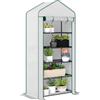 Outsunny Serra da giardino per balcone 5 livelli con 1 porta avvolgibile, telaio in acciaio e telo PE rinforzato per impieghi gravosi dim. 90L x 49W x 193H cm