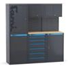 Fami Arredamento modulare per officina fami linea 391 con armadi a 1 anta e cassettiera in lamiera antracite 182,4x49,5x190 cm