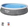 Bestway Piscina Fuori Terra Autoportante Gonfiabile da Esterno 7340 litri Piscina da Giardino in PVC ø 396 cm colore Grigio - 57376 Fast Set