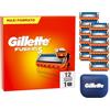Gillette Fusion 5, 12 Lamette di Ricambio per Rasoio Gillette Fusion5, Con Striscia Lubrificante per una Scorrevolezza Fluida e 6 Lame per una Rasatura Profonda e Duratura, Lama Barba Uomo
