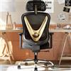 HOLLUDLE Sedia da ufficio ergonomica con supporto lombare 3D e braccioli 3D regolabili - Design a forma di V, sedia da scrivania confortevole per ufficio e casa, Nero e Oro