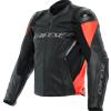 DAINESE Giacca Pelle RACING 4 LEATHER Nero Rosso Fluo - DAINESE