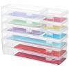novelinks Contenitori impilabili in plastica trasparente con coperchio a scatto, organizer per forniture artistiche per matite, lego, pastelli, perline (3 piccoli + 3 medi + 3 grandi, trasparenti)